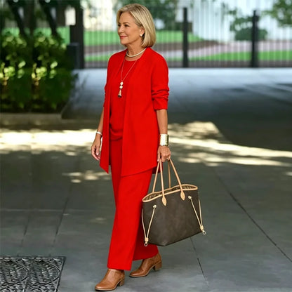 🧥Vrhunski ljetni set od 3 dijela: lepršavi kardigan, široki top i elegantne hlače protiv bora, veličine S-5XL