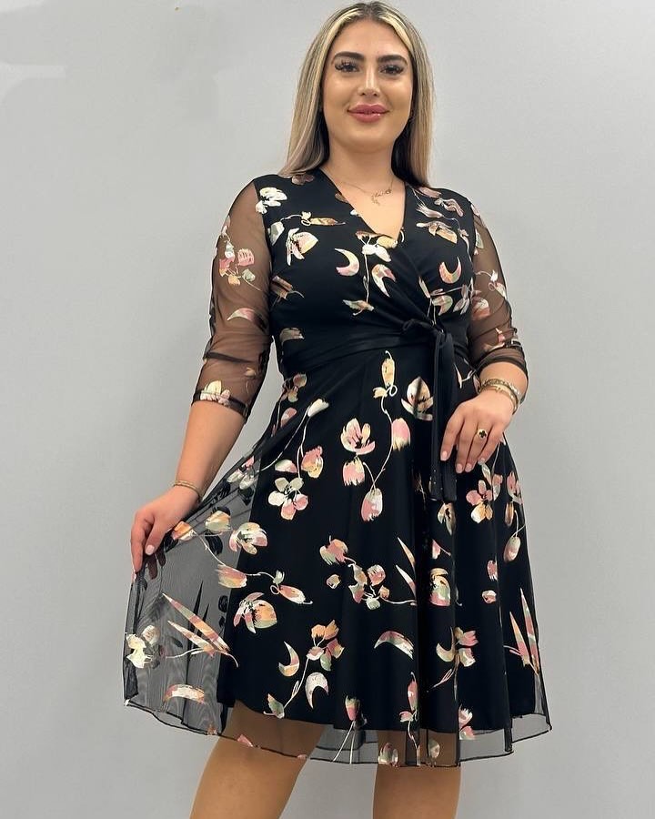 💟【S-5XL】Rochie imprimată la modă de înaltă calitate --3965736