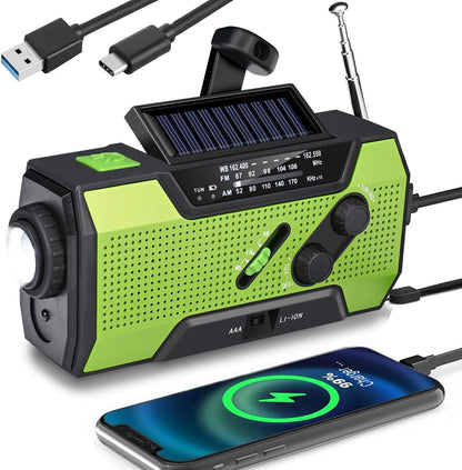 🏕️Lanternă portabilă multifuncțională cu radio AM, lanternă solară cu manivelă, lanternă de urgență