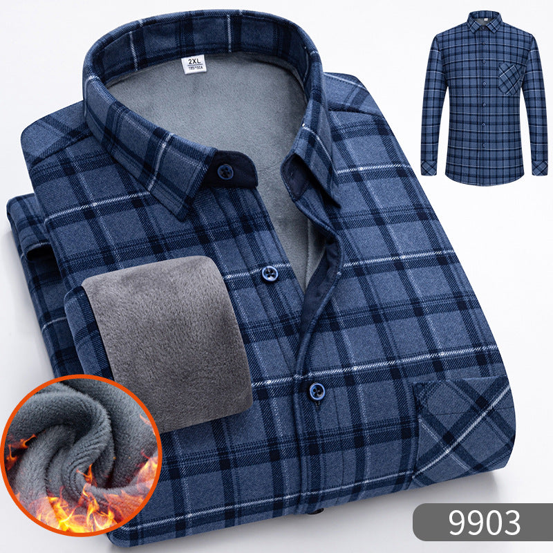 🔥【Reducere de 50% cu termen limitat】👔【L-5XL】Cămașă călduroasă de afaceri cu mânecă lungă toamna și iarna-3898999