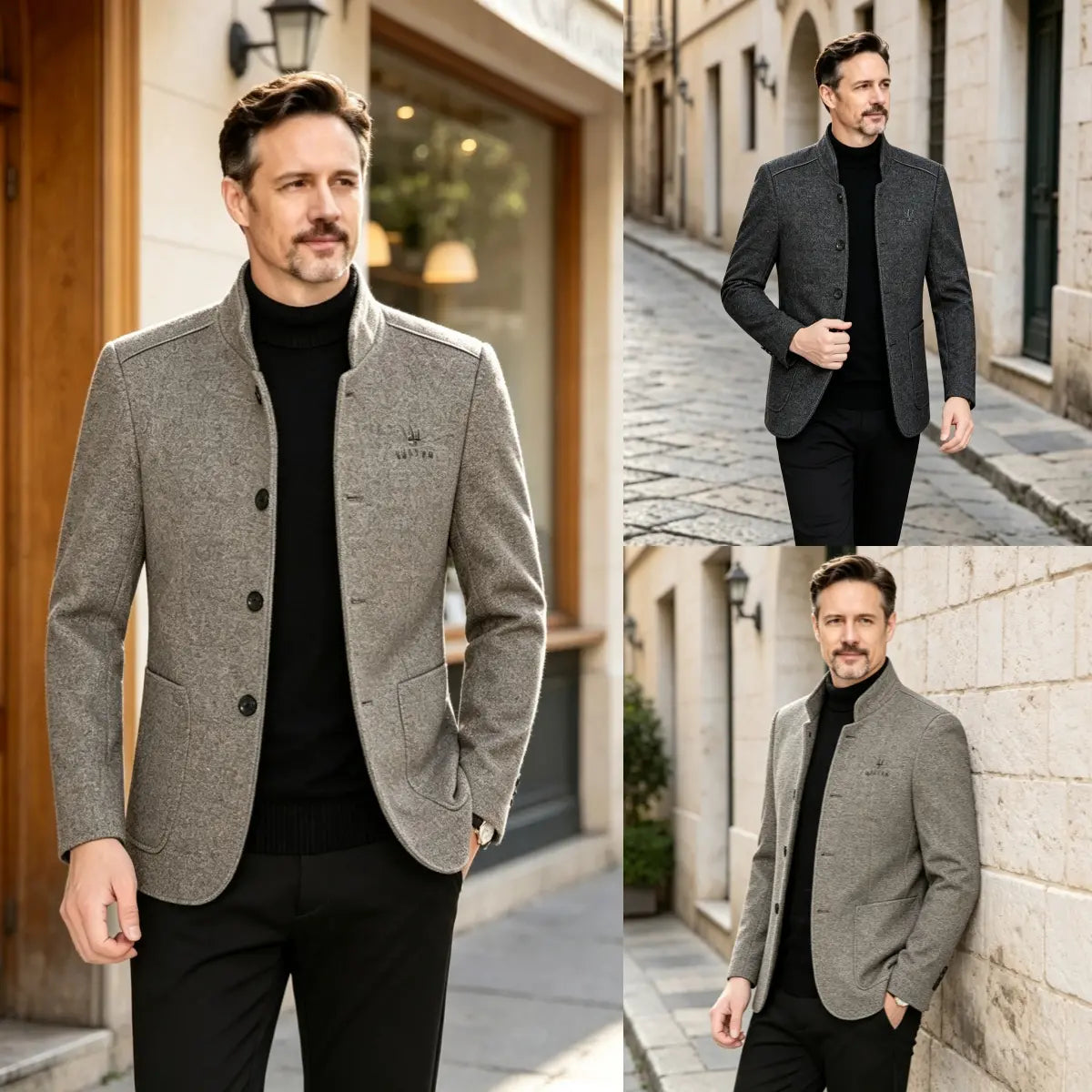 ⛄️🤗【M–4XL】🔥 Nova jakna s ovratnikom: muški debeli vuneni džemper s baršunastom podstavom – jesen/zima