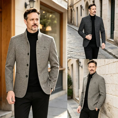 ⛄️🤗【M–4XL】🔥 Nova jakna s ovratnikom: muški debeli vuneni džemper s baršunastom podstavom – jesen/zima