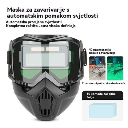 🔥【Najprodavaniji proizvod】Potpuno automatska maska za zavarivanje s promjenjivim svjetlosnim snopom i zaštitnim štitnikom za lice zavarivača