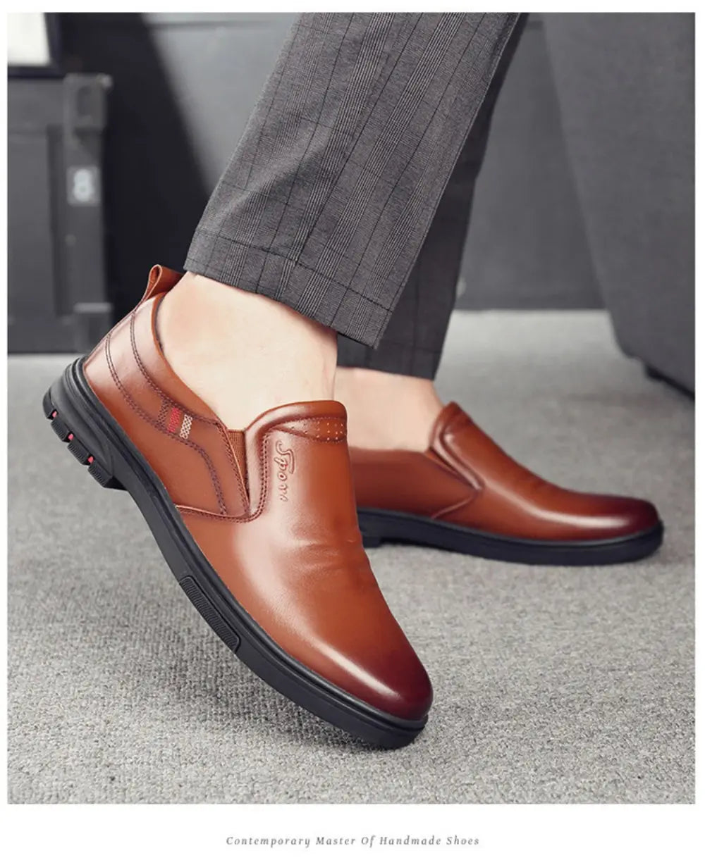 Nuevos zapatos de negocios de cuero genuino para hombre 2026, casuales, cómodos y suaves.