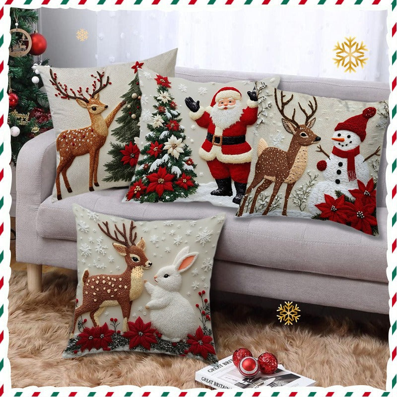 🔥🎅【Kup dwa, a dwa dostaniesz gratis】 Wyprzedaż świąteczna 🎄Poszewka na poduszkę z motywem świątecznym-4162920
