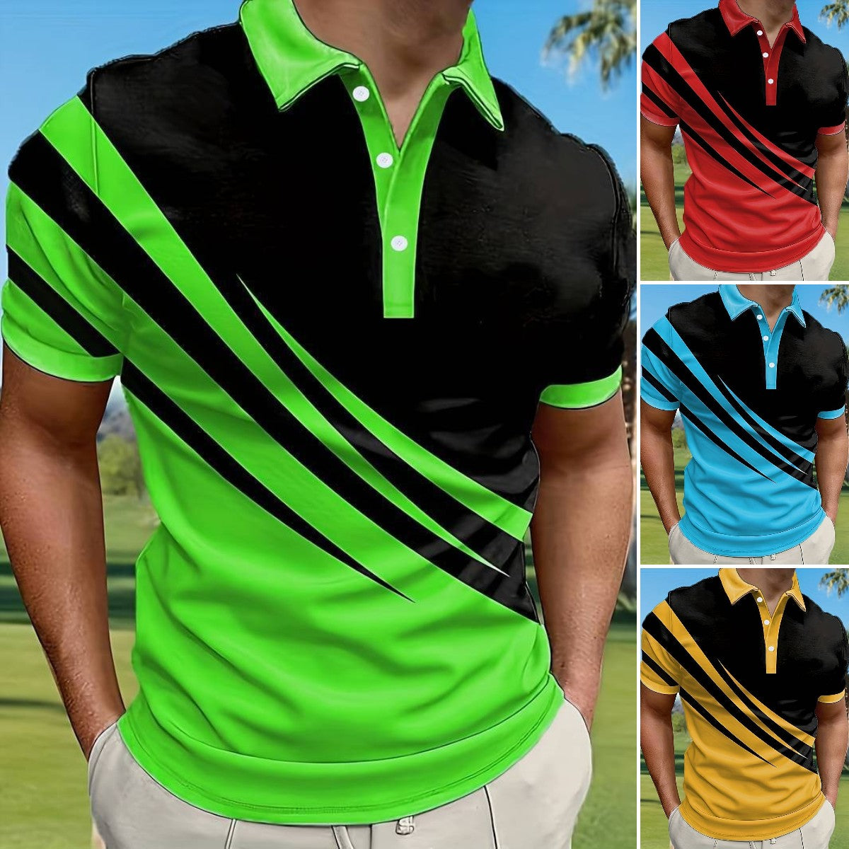 👔🔥 Plaćanje pouzećem✅️【40-130kg】Nova muška ljetna polo majica s 3D prugama
