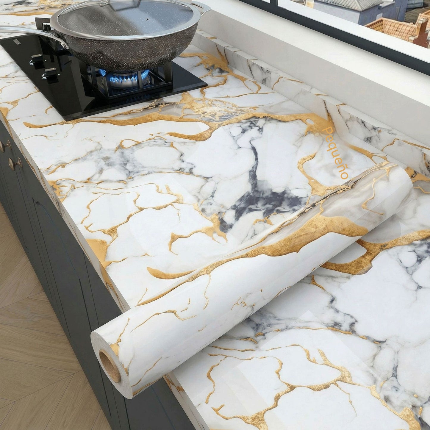 【60cm*5m】🛡️ Lámina Adhesiva de Aluminio Removible – Antigrasa, Resistente al Calor y Fácil de Limpiar