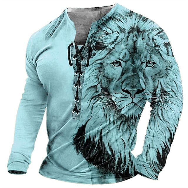 😎【Promoția de sfârșit de an】Tricou casual cu mânecă lungă, imprimat 3D, pentru bărbați-3846378