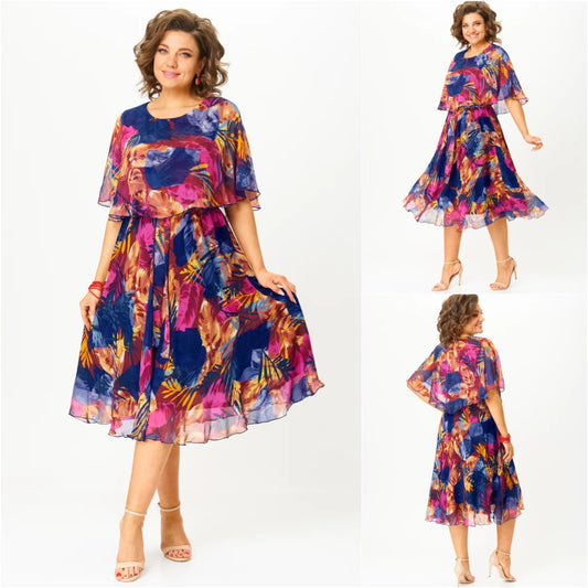 😎💃Produse noi de vară💥【S-5XL】Rochie largi din sifon de marime mare | Confortabil și respirabil, foarte potrivit pentru vară-3981036