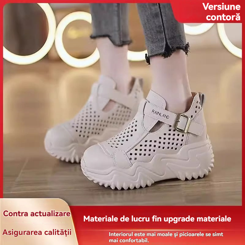 👟【35-40】Sandale de damă noi cu talpă groasă, scobită în interior, 2025
