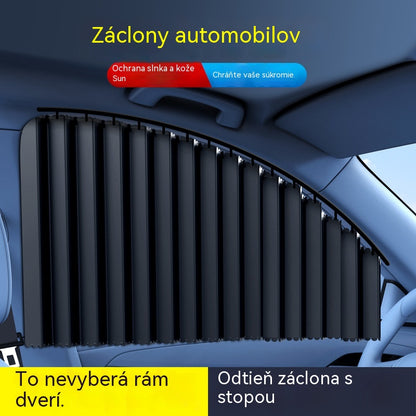 【4-dielna sada】Slnečná clona na okno auta s posuvnou koľajnicou a izolačnou vrstvou