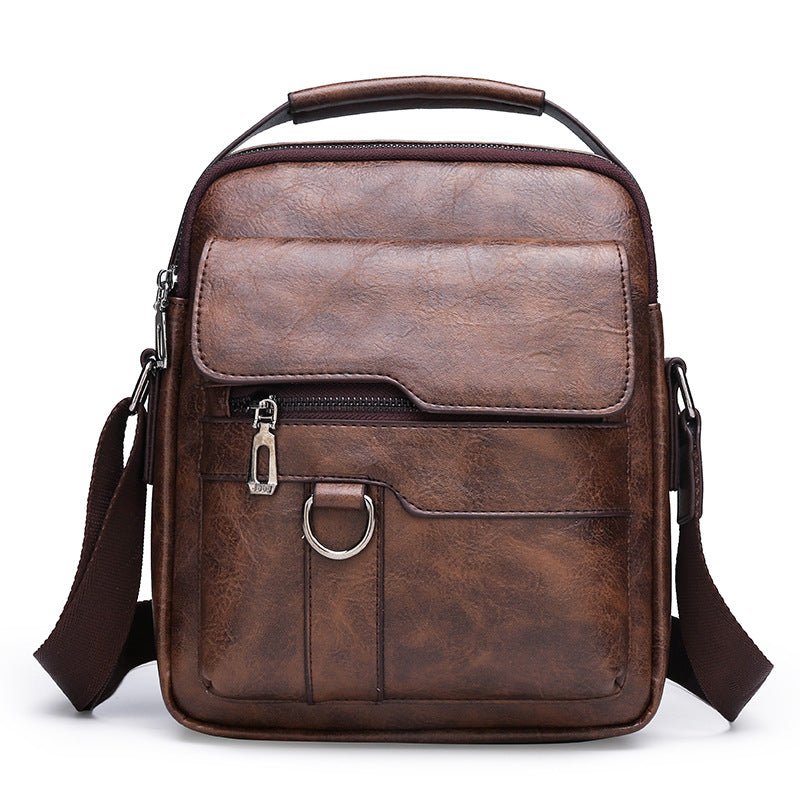 👜🔥【Descuento en nuevos productos】🎁Bolso de hombro de moda de negocios para hombre hecho de cuero genuino, gran capacidad, resistente al desgaste 