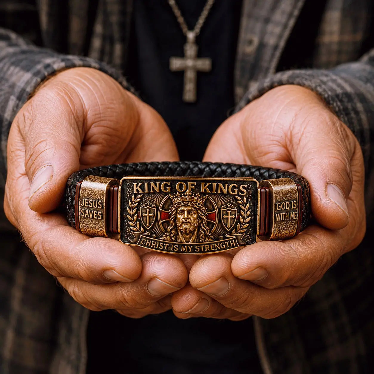 ✝️ Pulsera de fe Rey de Reyes - Pulsera cristiana ajustable