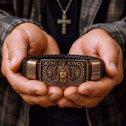 ✝️ Pulsera de fe Rey de Reyes - Pulsera cristiana ajustable
