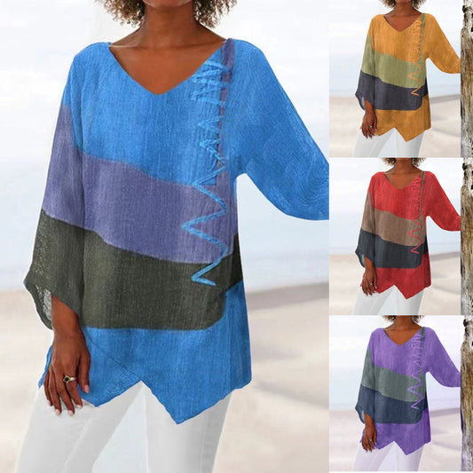 🍁【S~4XL】Ženska lanena bluza s V-izrezom i dugim rukavima – Nova kolekcija 2026 ✨