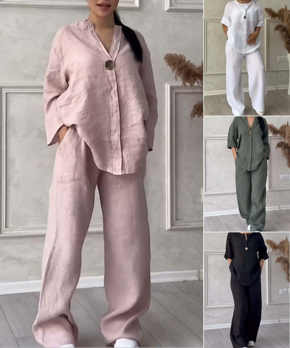 🔥【Novi artikli s 50% popusta samo 3 dana】🥋【S-5XL】【Majica kratkih rukava + hlače】Lagani, elegantni i udobni ženski set, dostupan u više boja