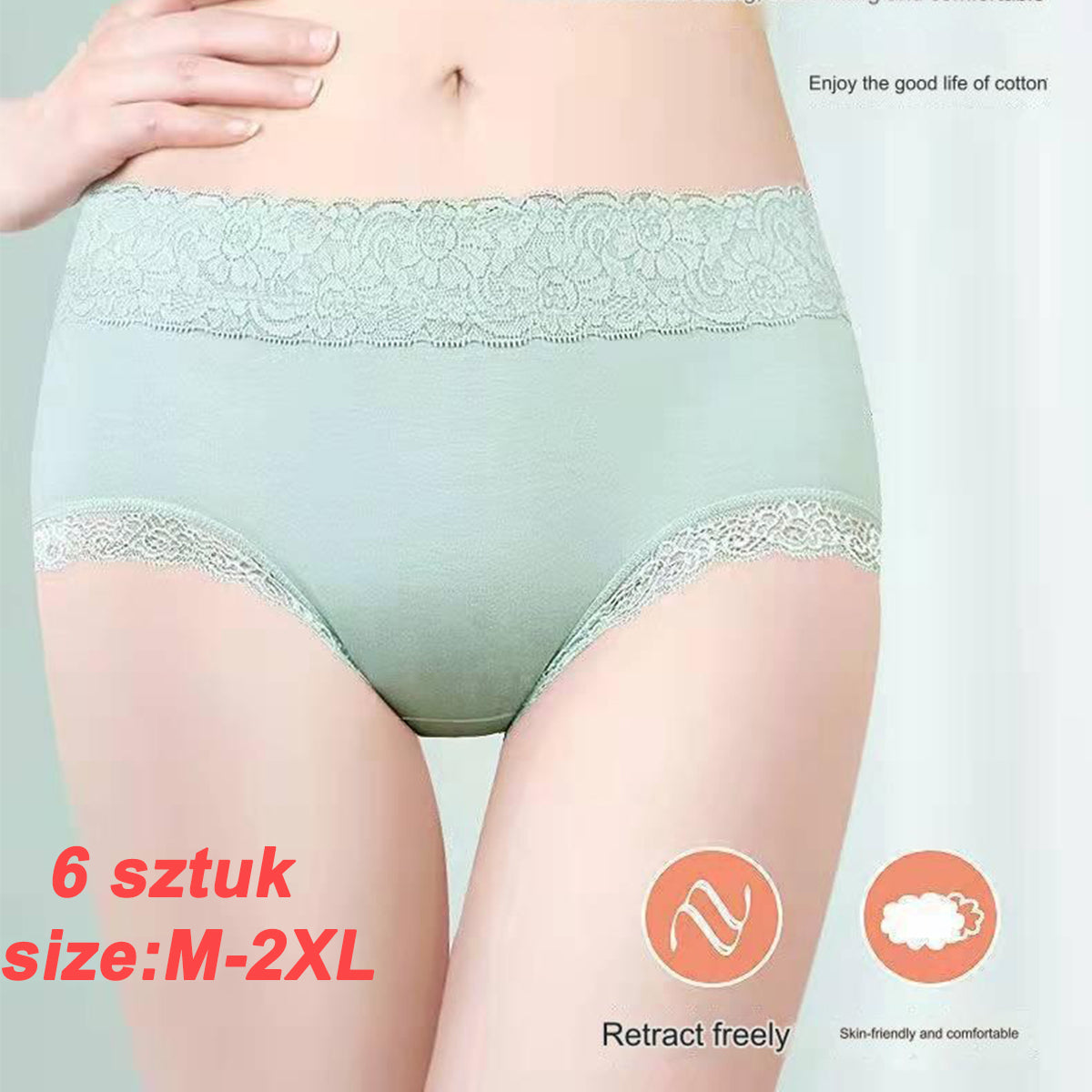 💖Zadnji dan 50% popusta - 【6 komada】Visokokvalitetno donje rublje od čistog pamuka s visokim strukom koje oblikuje bokove✨️ （40-100 kg）
