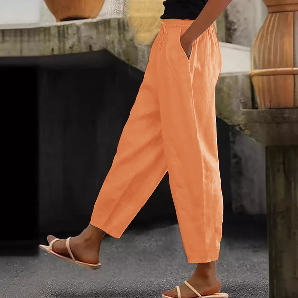 😍【Novo Ograničeno vrijeme 50% popusta 3 dana】💕【S-5XL】Ženske ležerne pamučno-lanene hlače - hladne i prozračne, elegantne i ležerne, od mekane tkanine. ✅Plaćanje pouzećem