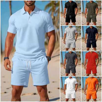 [S–3XL] Ljetni ležerni komplet kratkih rukava - polo majica i kratke hlače