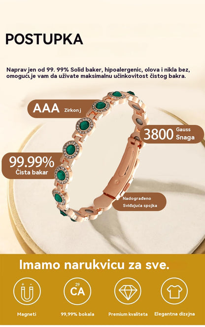 ✨【Samo sada – 50% popusta】Modna luksuzna magnetska narukvica od legure, magnetska narukvica od čistog bakra i cirkona