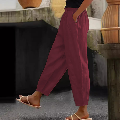 😍【Novo Ograničeno vrijeme 50% popusta 3 dana】💕【S-5XL】Ženske ležerne pamučno-lanene hlače - hladne i prozračne, elegantne i ležerne, od mekane tkanine. ✅Plaćanje pouzećem