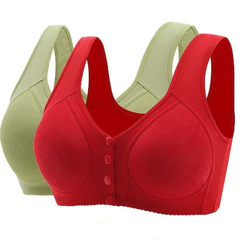 😍【Pack de 5】Sujetador sin aros con hebilla delantera para mujeres de mediana edad y mayores【40-120 kg】