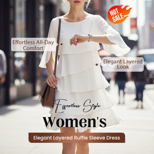 💃50% popusta【S-3XL】🎁Elegantna višeslojna haljina s volanima na manžetama, stvara elegantan izgled prikladan za sve prigode💃