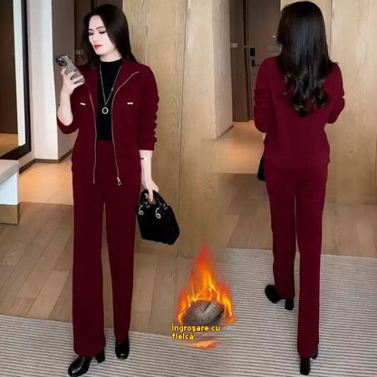 🔴【Reduceri la produse noi】💥【M-4XL】Costum casual de damă din catifea și îngroșat (sacou + pantaloni)-3885062