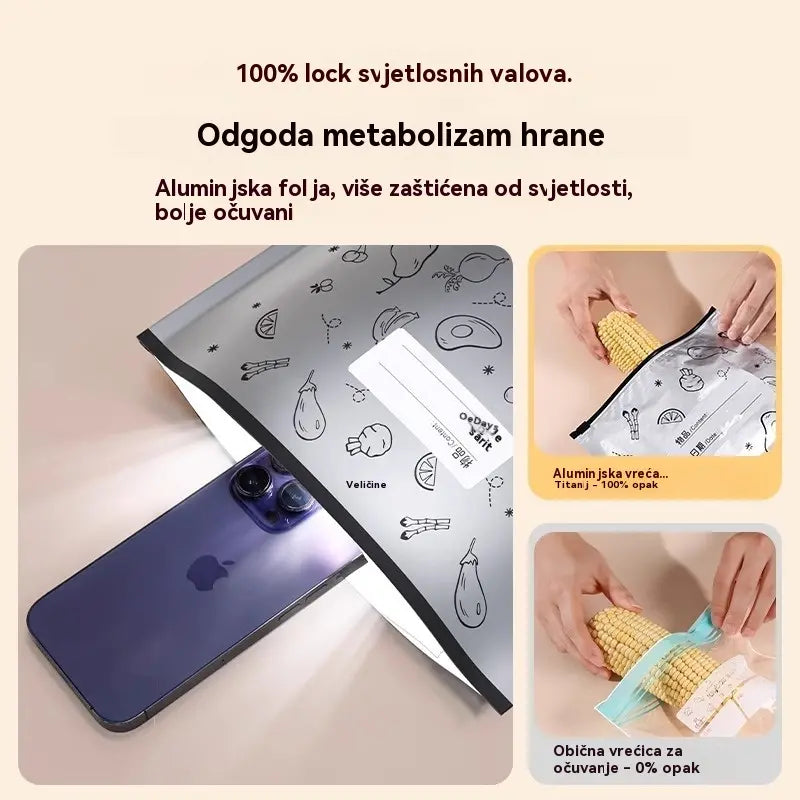 🥩【30 komada】Vrećica od aluminijske folije prehrambene kvalitete s patentnim zatvaračem za očuvanje svježine za korištenje u kućanskom hladnjaku