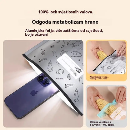🥩【30 komada】Vrećica od aluminijske folije prehrambene kvalitete s patentnim zatvaračem za očuvanje svježine za korištenje u kućanskom hladnjaku