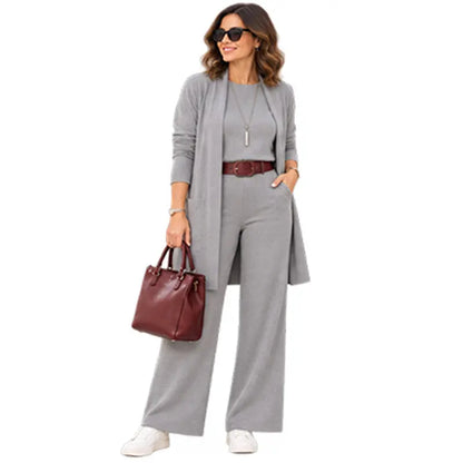 🎁💝Elegantni trodijelni set s dugim kardiganom (uključuje bluzu i hlače)