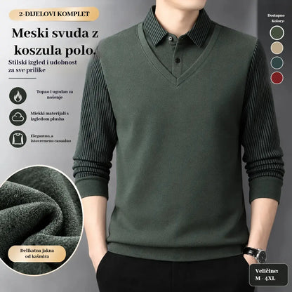 👔【M-4XL】Muški dvodijelni set džempera, izrađen od imitacije šenil tkanine, zadebljan za dodatnu toplinu.