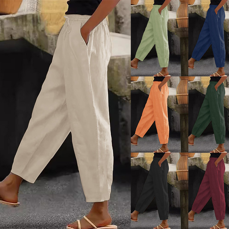 😍【Novo Ograničeno vrijeme 50% popusta 3 dana】💕【S-5XL】Ženske ležerne pamučno-lanene hlače - hladne i prozračne, elegantne i ležerne, od mekane tkanine. ✅Plaćanje pouzećem