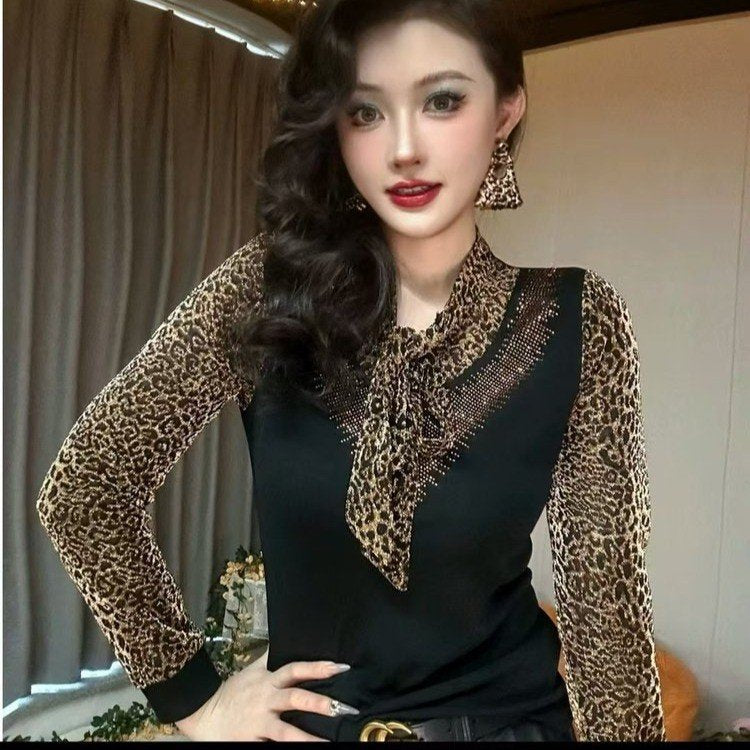 ⛄❄️【XL-6XL】🧶 Toamna și iarna 2024 2024 Pulover lung tricotat cu imprimeu leopard, mărime mare-3845154