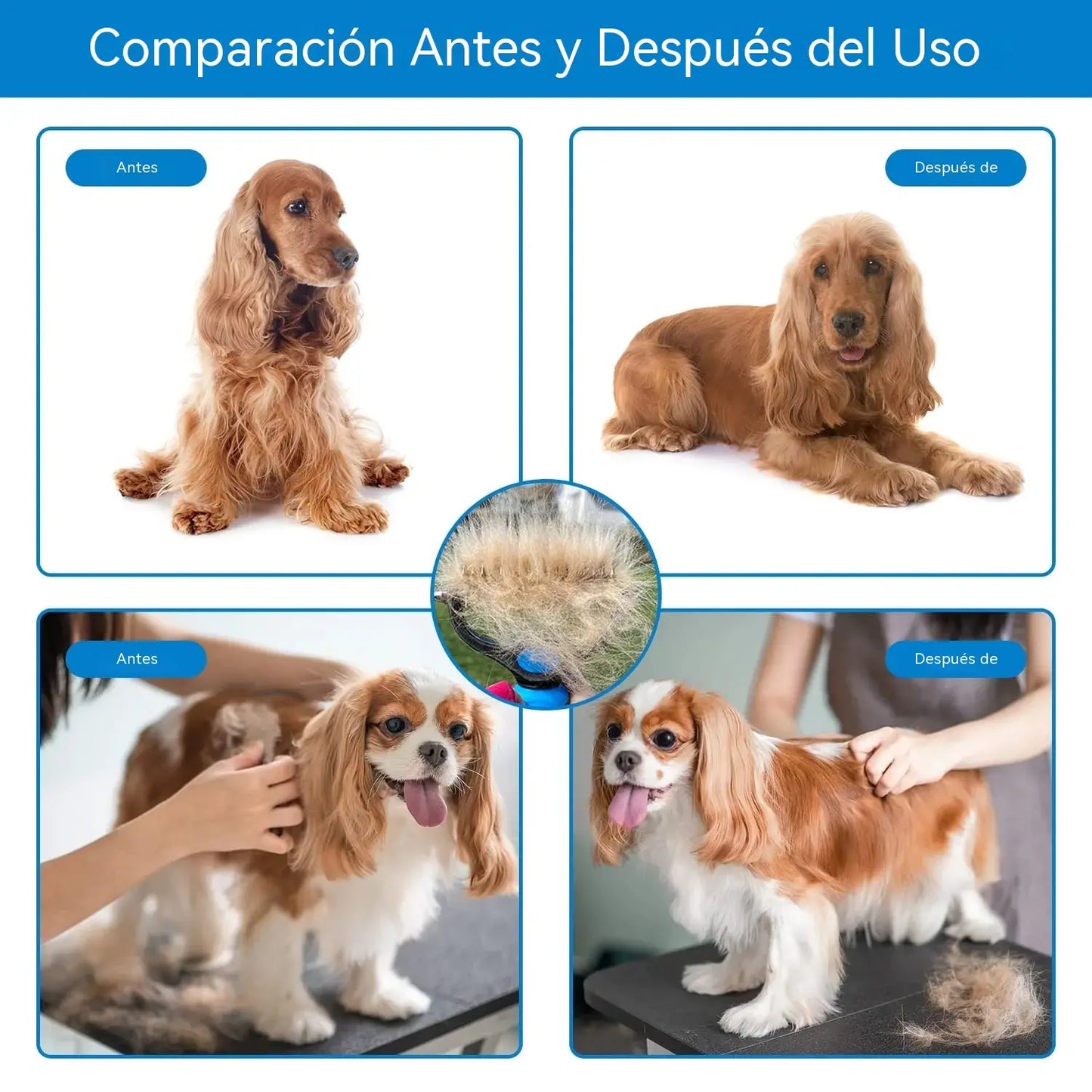 🐾 Herramienta profesional para eliminar el pelo muerto de perros y gatos: suave, eficaz y un hogar libre de pelo ✨💖