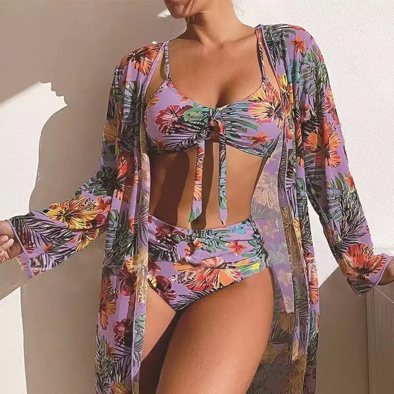 👙☀️【Platba na dobierku】💥【40-90kg】Nová štýlová plavková súprava, vrátane ľahkej bundy na ochranu pred slnkom. (3-dielna súprava)