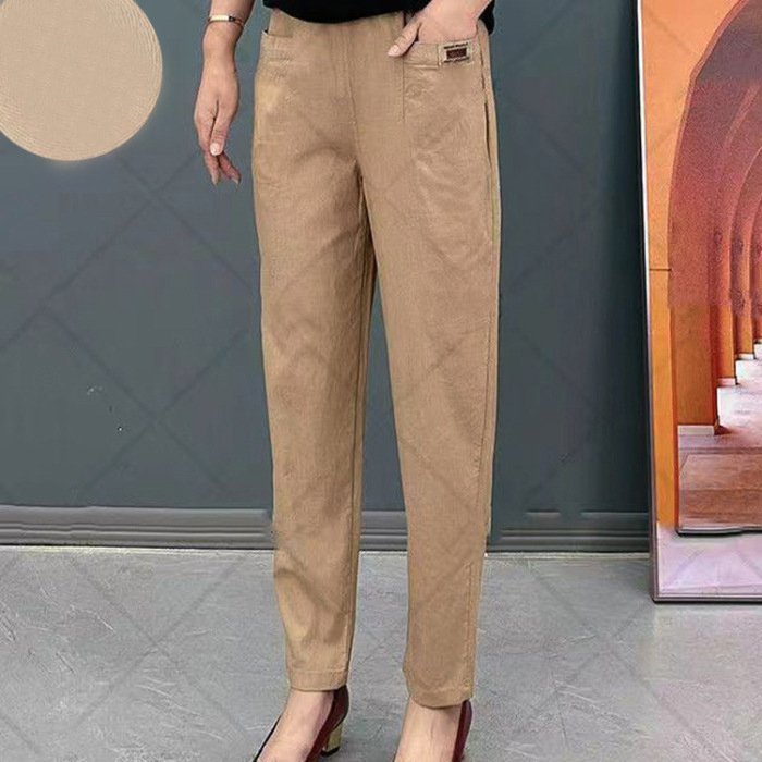 💞【M-6XL】2025 de noi pantaloni casual de damă elastic cu talie înaltă-3863714