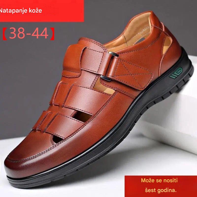 【38-44】👞2026 Ljetne muške prozračne šuplje neklizajuće ležerne sandale od prave kože - U