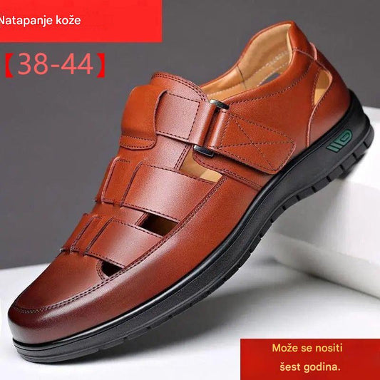 【38-44】👞2026 Ljetne muške prozračne šuplje neklizajuće ležerne sandale od prave kože - U