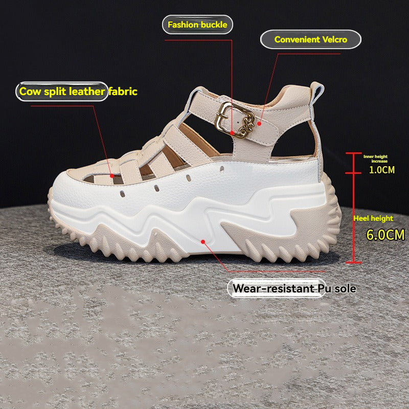 【35-40】2025, noul stil de vară, versatile, la modă, lejer, sandale cu talpă groasă-3892976