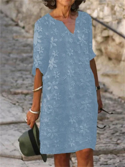👗【S-5XL】【Kasna ljetna rasprodaja】Haljina od pamuka i lana s cvjetnim printom