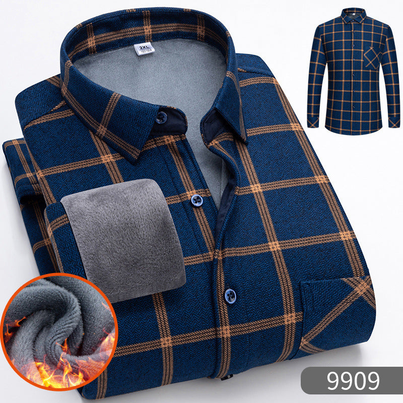🔥【Reducere de 50% cu termen limitat】👔【L-5XL】Cămașă călduroasă de afaceri cu mânecă lungă toamna și iarna-3898999