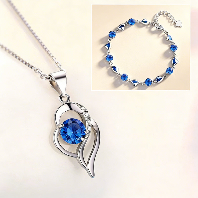 【Posebna ponuda】Set narukvice i ogrlice od 925 sterling srebra s motivom oceanskog srca - dizajn oceanskog srca, savršen poklon za žene