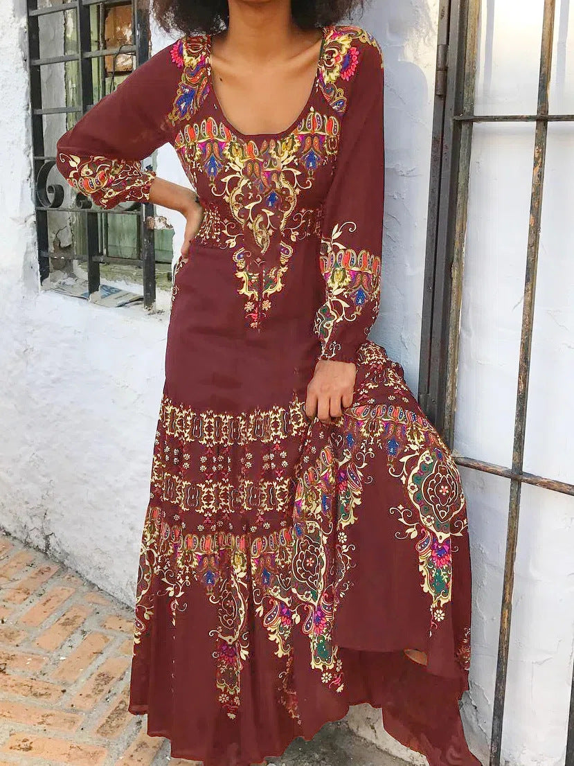 🔥👗【49%OFF】【S-3XL】Iarna nouă rochie de imprimare etnică pentru femei-3847697