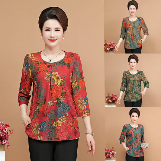 💥😍【Reduceri la produse noi】【XL-5XL】Primăvară și vară 2025, nou top tricou cu imprimeu floral-3915081