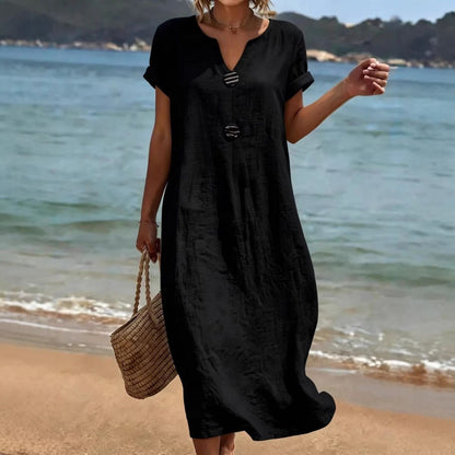 ✨【S-3XL】Vestido elegante de lino y algodón – Comodidad y frescura