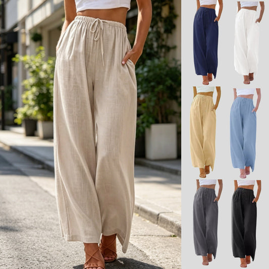 🔥🔥【Zadnji dan 50% popusta】👖👖【S-5XL】 Nove ljetne cool ženske hlače od pamuka i lana širokih nogavica za 2026. - ✅Plaćanje pouzećem