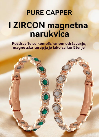 ✨【Samo sada – 50% popusta】Modna luksuzna magnetska narukvica od legure, magnetska narukvica od čistog bakra i cirkona