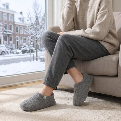 【36-45】Najpredávanejšie unisex zimné domáce papuče – mäkká podrážka, uzavretá päta, tiché, s pamäťovou penou