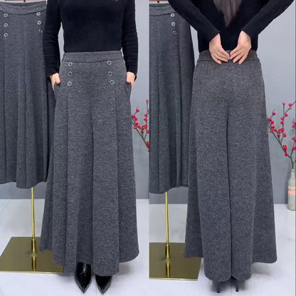 🤩【XL-4XL】Culottes de lână groasă și caldă😚pantaloni largi și elastici cu picior larg